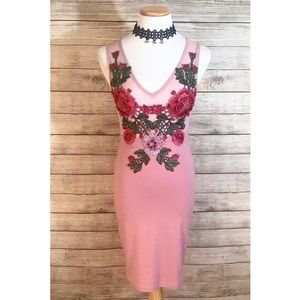 2 for $25! Pink Mesh Rose Embroidered Dress